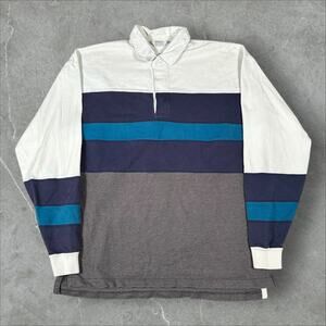 Vintage Sterling Edition Rugby Striped Sz Large Polo Quarter Button Long Sleeve